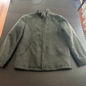 Womens Emerald Isle Weaving Ardara Wool Blend Zip Olive Jacket Size Large